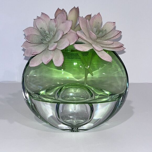 Vintage Tarnow Oil Scent Vase Emerald Green Crystal Glass Poland Double Sided - Picture 15 of 16